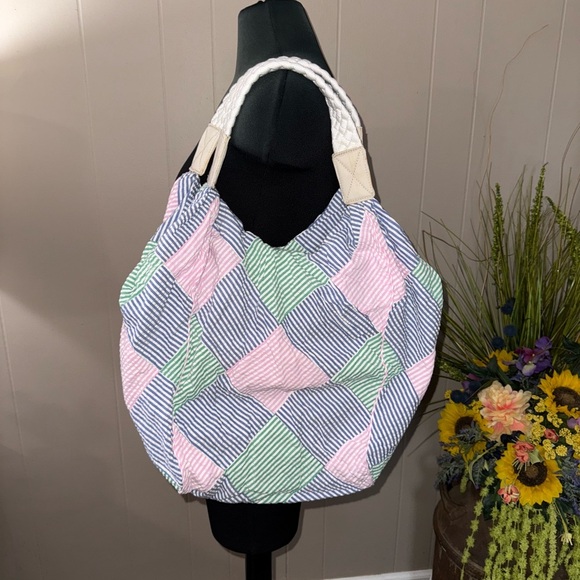 Bath & Body Works Oversized Patchwork Striped Tote - Picture 1 of 11
